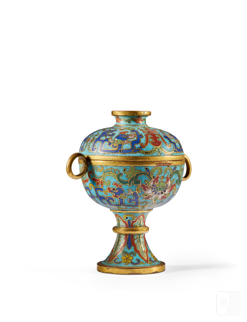 PETIT RÉCIPIENT À PIED COUVERT EN ÉMAUX CLOISONNÉS, DOU  CHINE, DYNASTIE QING, XVIIIE SIÈCLE - 图3